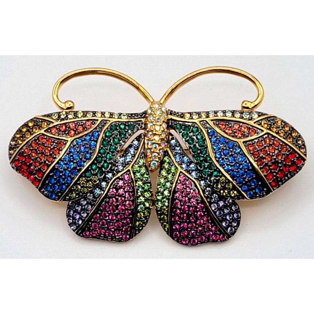 JOAN RIVERS COLORFUL BUTTERFLY BROOCH‎ PIN MULTI GEMSTONE SIGNED